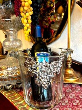 ARTHUR COURT DESIGNS Vint 1995 Collectible Grape Pattern Crystal Wine Ice BucKet